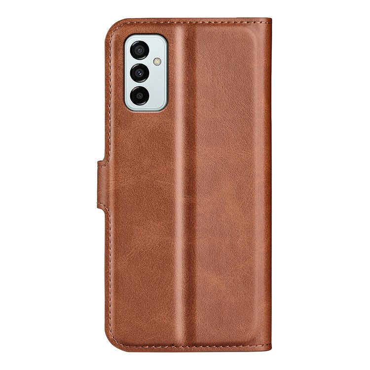 For Samsung Galaxy M23 5G/F23 5G Anti-slip Textured PU Leather Cover Stand Feature Magnetic Closure Shockproof Flip Wallet Case - Light Brown