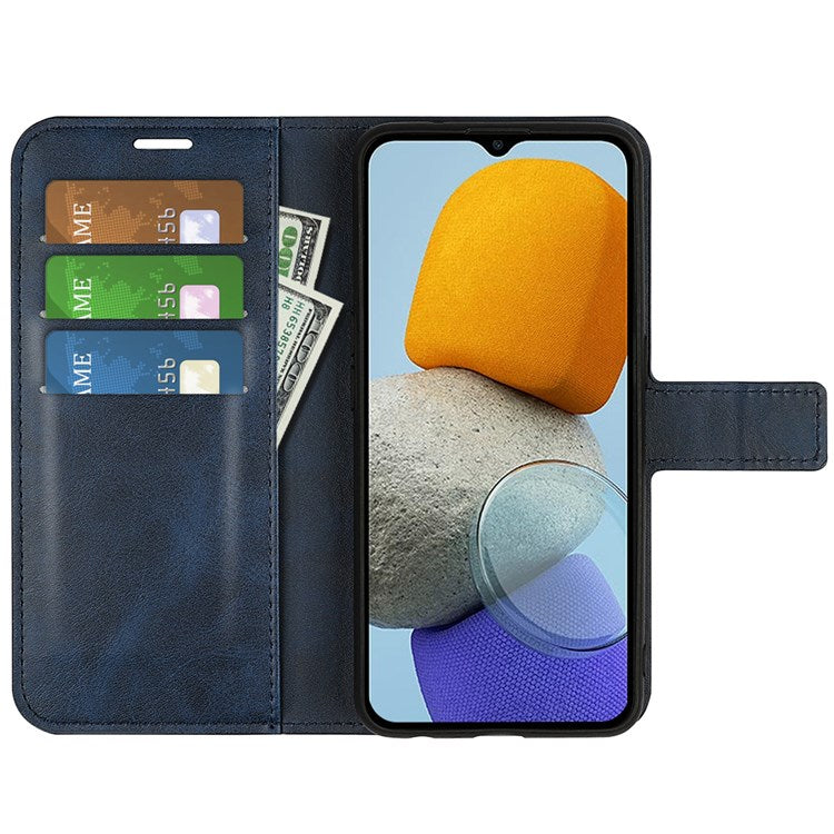 For Samsung Galaxy M23 5G/F23 5G Anti-slip Textured PU Leather Cover Stand Feature Magnetic Closure Shockproof Flip Wallet Case - Blue