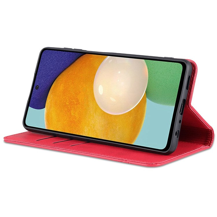 AZNS Wallet Phone Case for Samsung Galaxy A23 4G / 5G (Global Version) PU Leather Folio Flip Cover Magnetic Closure Textured Phone Protector with Stand - Red