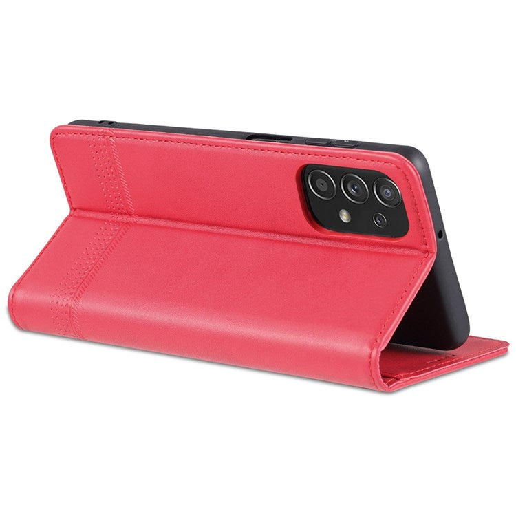 AZNS Wallet Phone Case for Samsung Galaxy A23 4G / 5G (Global Version) PU Leather Folio Flip Cover Magnetic Closure Textured Phone Protector with Stand - Red
