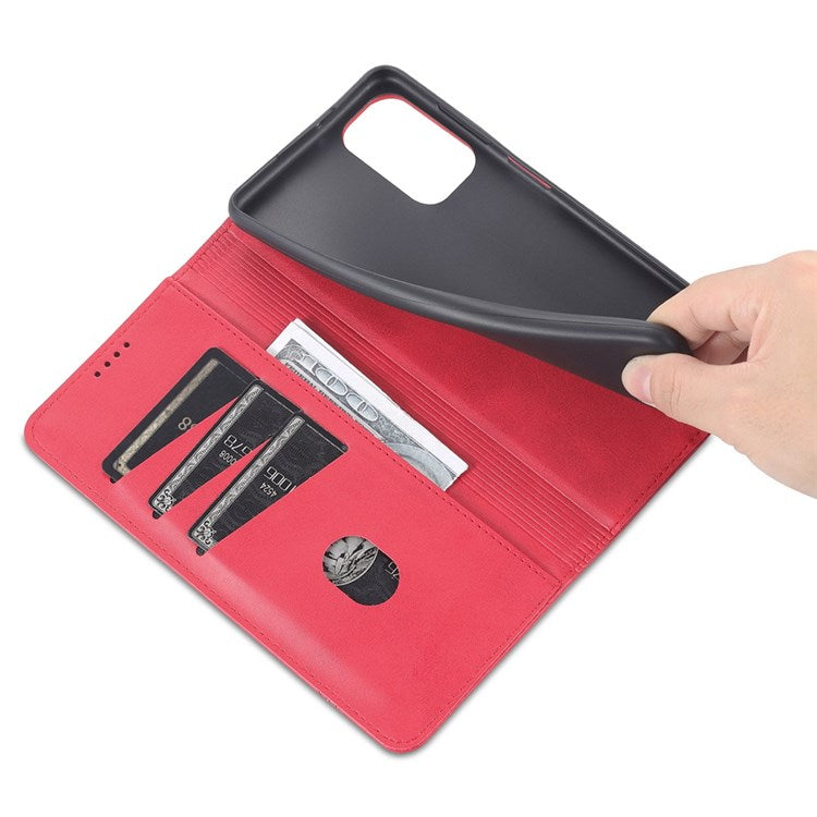 AZNS Wallet Phone Case for Samsung Galaxy A23 4G / 5G (Global Version) PU Leather Folio Flip Cover Magnetic Closure Textured Phone Protector with Stand - Red