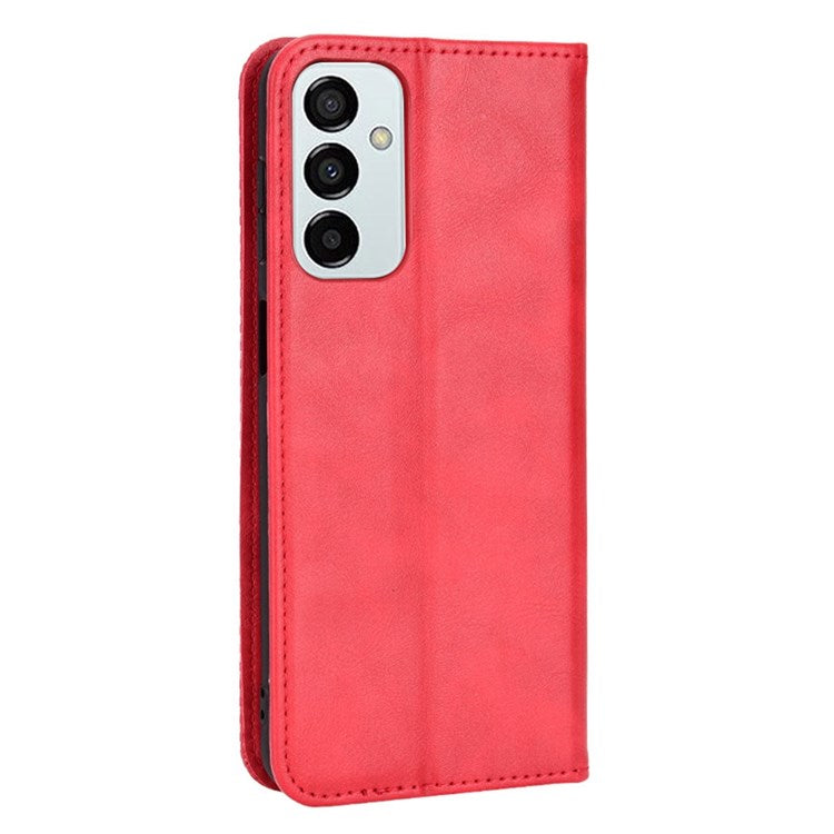 For Samsung Galaxy M23 5G/F23 5G Vintage PU Leather Wallet Case Mosaic Imprinted Auto Closing Magnetic Flip Stand Phone Cover - Red