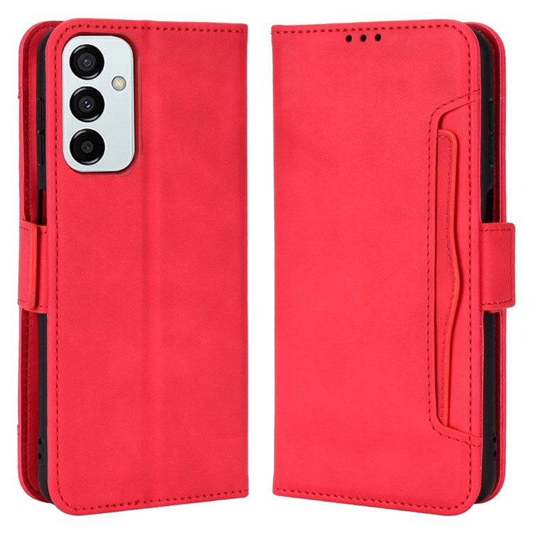 For Samsung Galaxy M23 5G/F23 5G Wallet Case Card Slots Holder Premium PU Leather Stand Shockproof Flip Protective Cover - Red