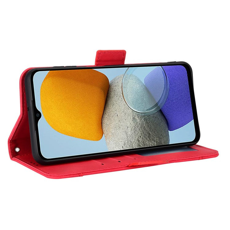 For Samsung Galaxy M23 5G/F23 5G Wallet Case Card Slots Holder Premium PU Leather Stand Shockproof Flip Protective Cover - Red