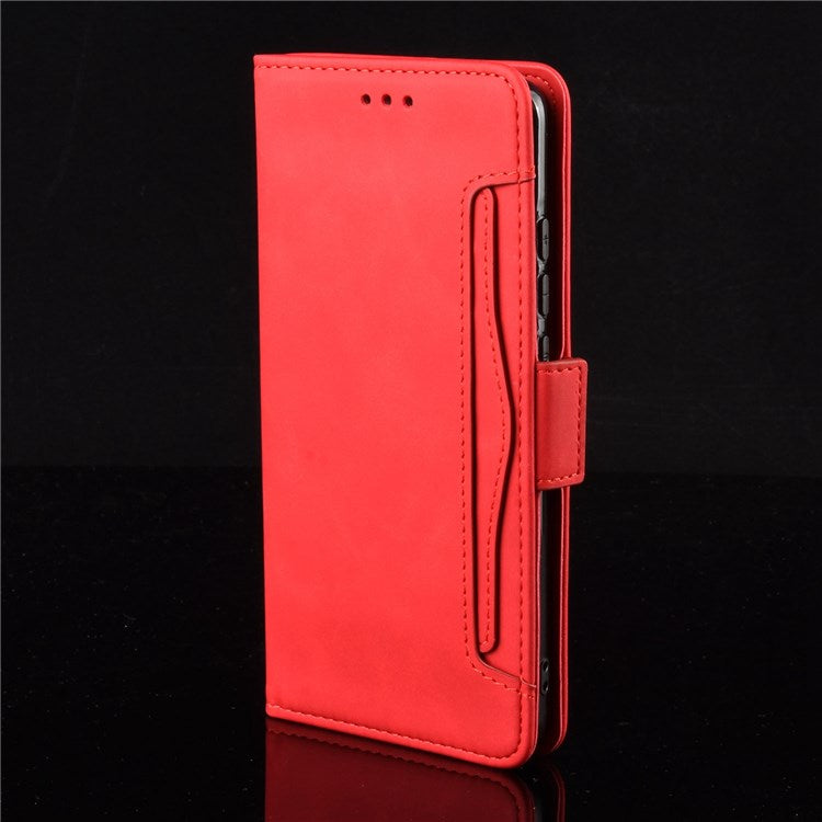 For Samsung Galaxy M23 5G/F23 5G Wallet Case Card Slots Holder Premium PU Leather Stand Shockproof Flip Protective Cover - Red