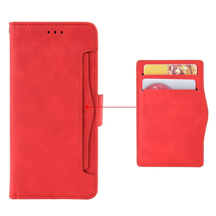 For Samsung Galaxy M23 5G/F23 5G Wallet Case Card Slots Holder Premium PU Leather Stand Shockproof Flip Protective Cover - Red