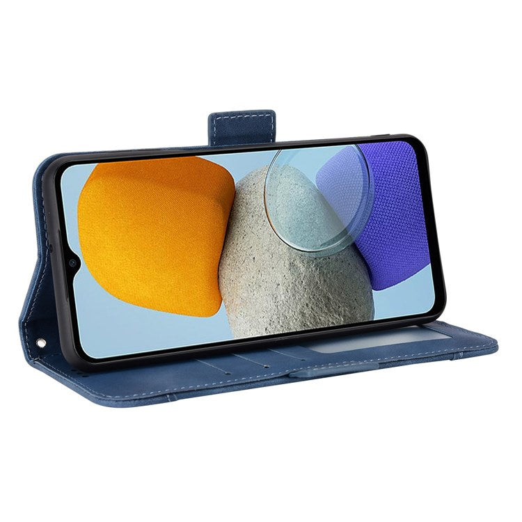 For Samsung Galaxy M23 5G/F23 5G Wallet Case Card Slots Holder Premium PU Leather Stand Shockproof Flip Protective Cover - Blue