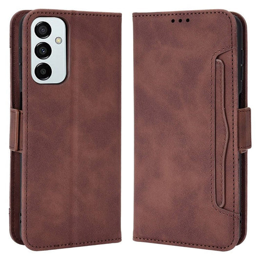 For Samsung Galaxy M23 5G/F23 5G Wallet Case Card Slots Holder Premium PU Leather Stand Shockproof Flip Protective Cover - Brown