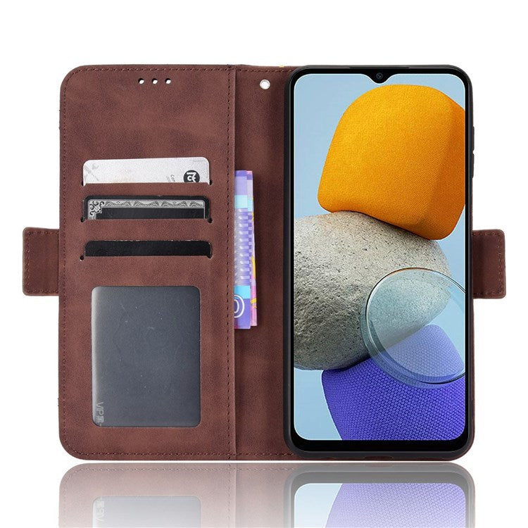 For Samsung Galaxy M23 5G/F23 5G Wallet Case Card Slots Holder Premium PU Leather Stand Shockproof Flip Protective Cover - Brown