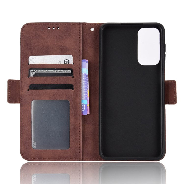 For Samsung Galaxy M23 5G/F23 5G Wallet Case Card Slots Holder Premium PU Leather Stand Shockproof Flip Protective Cover - Brown