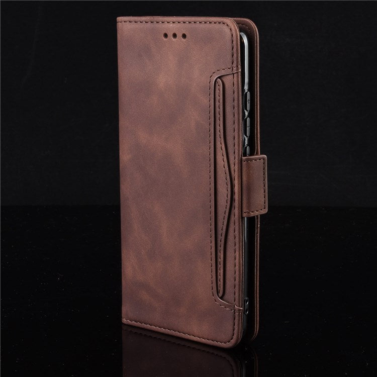 For Samsung Galaxy M23 5G/F23 5G Wallet Case Card Slots Holder Premium PU Leather Stand Shockproof Flip Protective Cover - Brown