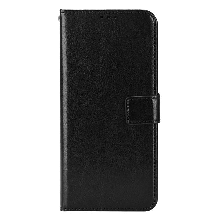 For Samsung Galaxy M23 5G/F23 5G Crazy Horse Texture Flip Wallet Case PU Leather Stand Hand Strap Shockproof Protective Cover - Black