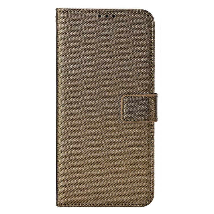 For Samsung Galaxy M23 5G/F23 5G Flip PU Leather Wallet Booklet Case Diamond Texture Stand View Cover with Strap - Brown