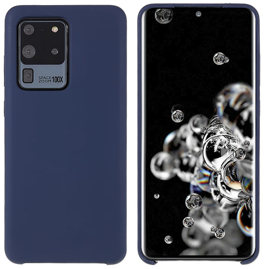 For Samsung Galaxy S20 Ultra Phone Covering Bag Premium Solid State Silicone Phone Case Mobile Phone Protector - Dark Blue