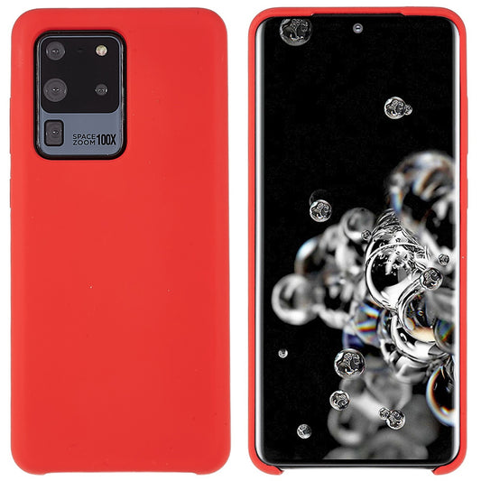 For Samsung Galaxy S20 Ultra Phone Covering Bag Premium Solid State Silicone Phone Case Mobile Phone Protector - Red