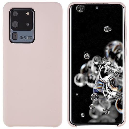For Samsung Galaxy S20 Ultra Phone Covering Bag Premium Solid State Silicone Phone Case Mobile Phone Protector - Pink