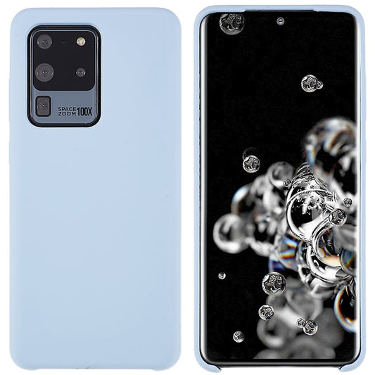 For Samsung Galaxy S20 Ultra Phone Covering Bag Premium Solid State Silicone Phone Case Mobile Phone Protector - Baby Blue