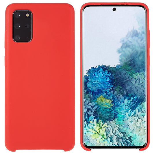 For Samsung Galaxy S20 Plus 5G/4G Phone Bag Case Durable Solid State Silicone Mobile Phone Protector Cover - Red