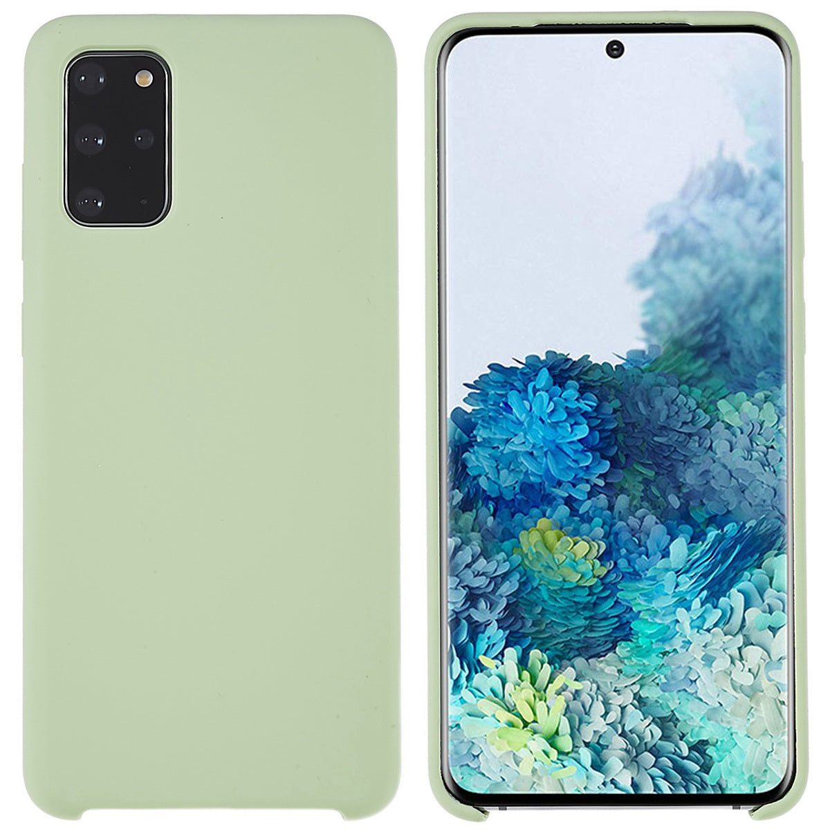 For Samsung Galaxy S20 Plus 5G/4G Phone Bag Case Durable Solid State Silicone Mobile Phone Protector Cover - Green