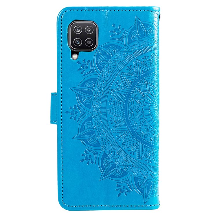 For Samsung Galaxy M53 5G Shockproof Wallet Stand Design Imprinted Flower PU Leather Phone Flip Cover Phone Case - Blue