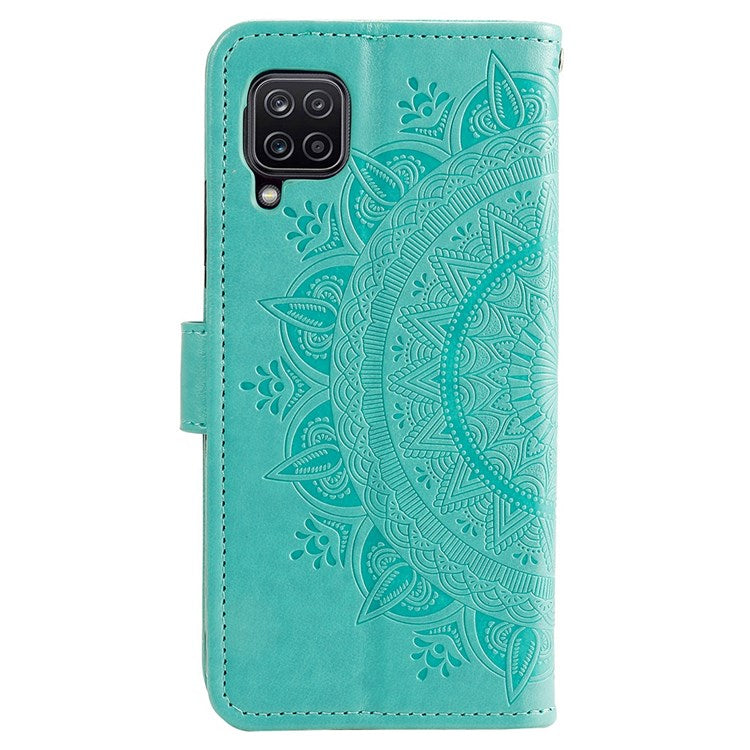 For Samsung Galaxy M53 5G Shockproof Wallet Stand Design Imprinted Flower PU Leather Phone Flip Cover Phone Case - Green
