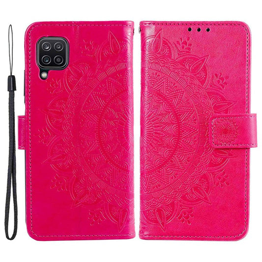 For Samsung Galaxy M53 5G Shockproof Wallet Stand Design Imprinted Flower PU Leather Phone Flip Cover Phone Case - Rose
