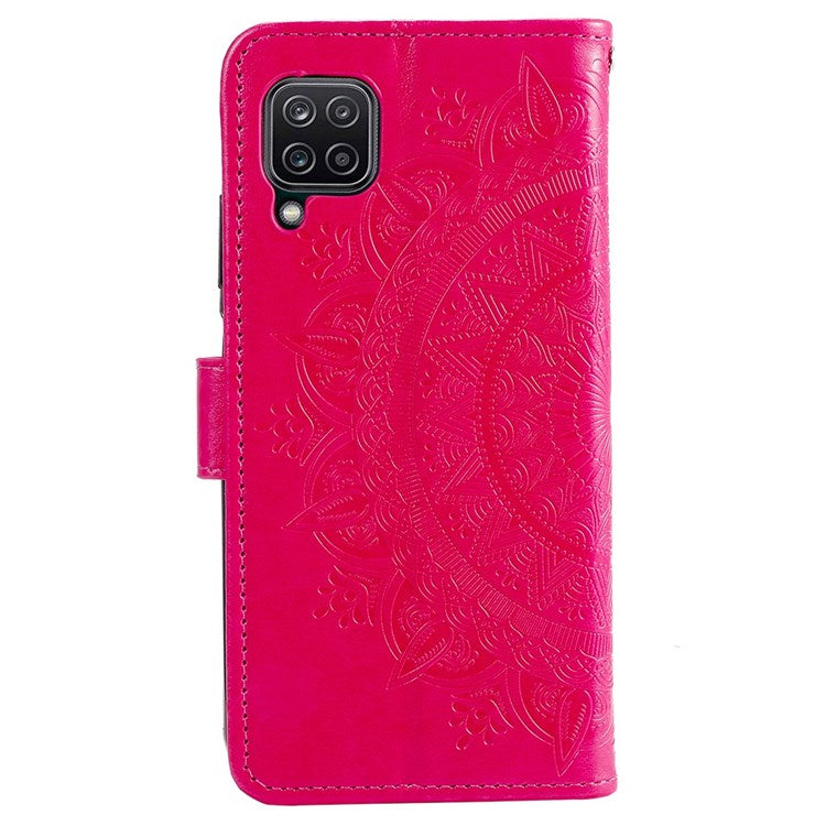 For Samsung Galaxy M53 5G Shockproof Wallet Stand Design Imprinted Flower PU Leather Phone Flip Cover Phone Case - Rose