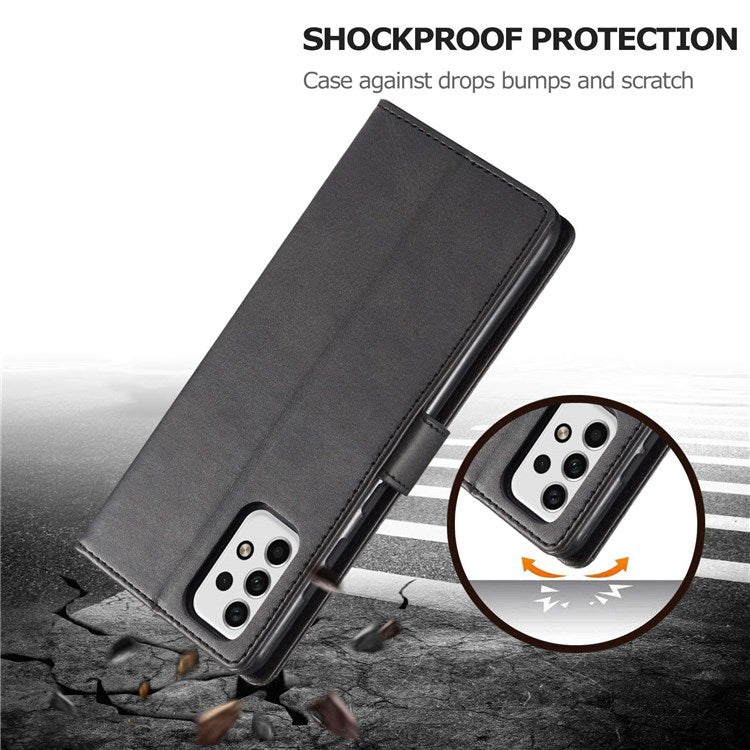 LC.IMEEKE for Samsung Galaxy A23 4G / 5G (Global Version) / M23 5G / F23 5G Shockproof Textured PU Leather Flip Folio Stand Wallet Case Mobile Phone Case Cover - Black