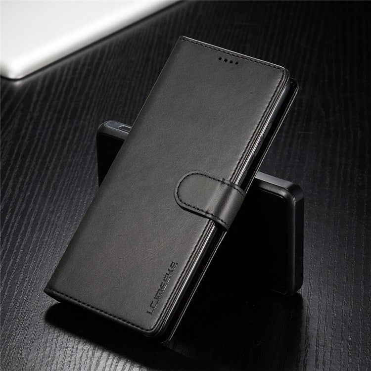 LC.IMEEKE for Samsung Galaxy A23 4G / 5G (Global Version) / M23 5G / F23 5G Shockproof Textured PU Leather Flip Folio Stand Wallet Case Mobile Phone Case Cover - Black