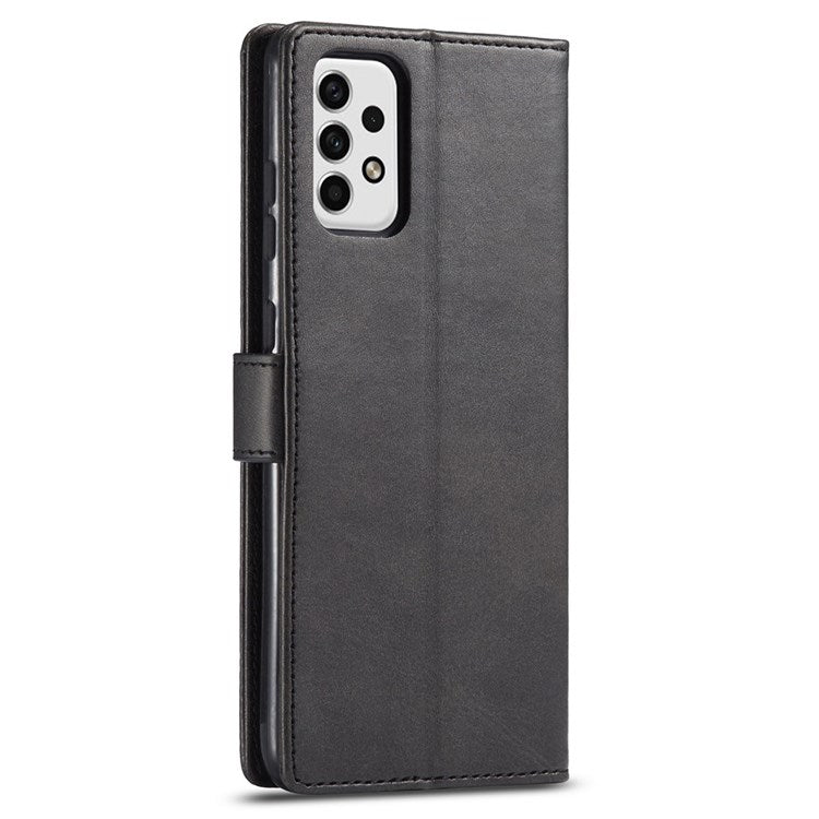 LC.IMEEKE for Samsung Galaxy A23 4G / 5G (Global Version) / M23 5G / F23 5G Shockproof Textured PU Leather Flip Folio Stand Wallet Case Mobile Phone Case Cover - Black