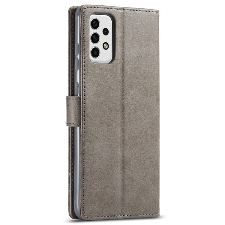 LC.IMEEKE for Samsung Galaxy A23 4G / 5G (Global Version) / M23 5G / F23 5G Shockproof Textured PU Leather Flip Folio Stand Wallet Case Mobile Phone Case Cover - Grey