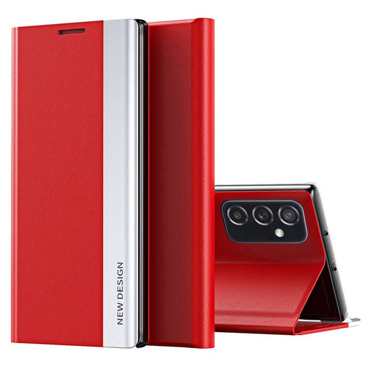 For Samsung Galaxy M23 5G / F23 5G Electroplating PU Leather Cover Full Protection Stand Phone Case - Red