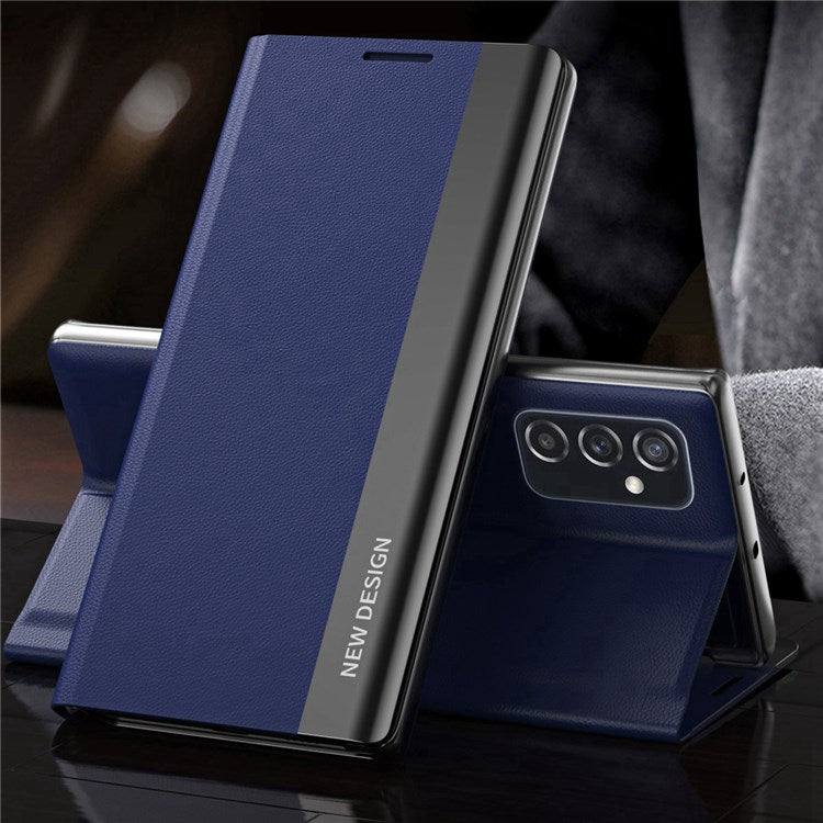 For Samsung Galaxy M23 5G / F23 5G Electroplating PU Leather Cover Full Protection Stand Phone Case - Sapphire
