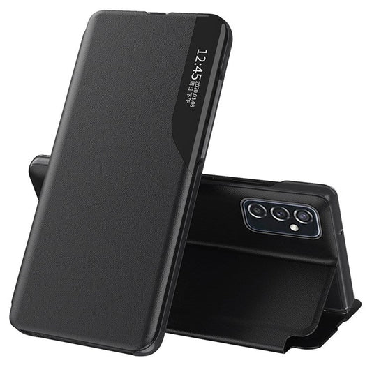 For Samsung Galaxy M23 5G/F23 5G View Window PU Leather Protective Cover Stand Design Phone Case - Black