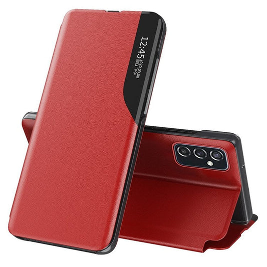 For Samsung Galaxy M23 5G / F23 5G View Window PU Leather Protective Cover Stand Design Phone Case - Red