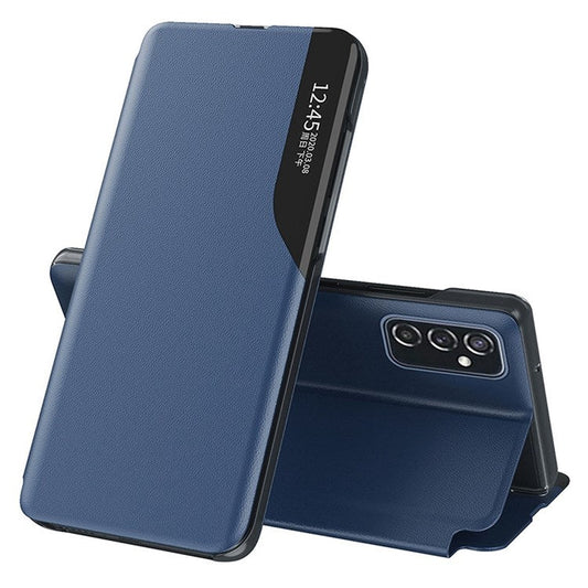 For Samsung Galaxy M23 5G/F23 5G View Window PU Leather Protective Cover Stand Design Phone Case - Sapphire