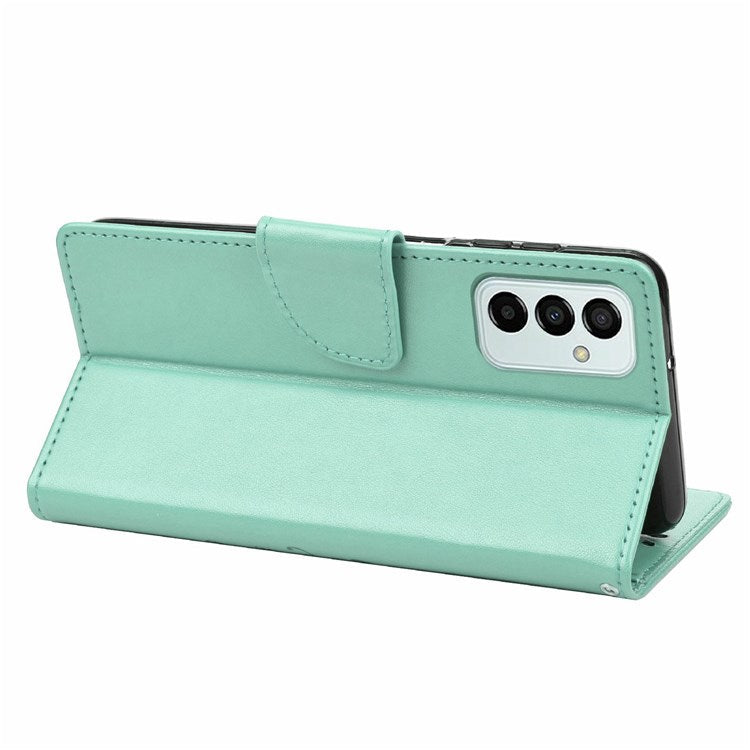 For Samsung Galaxy M23 5G/F23 5G PU Leather Butterfly Flower Imprinted Case Stand Wallet Design Protective Phone Cover - Green