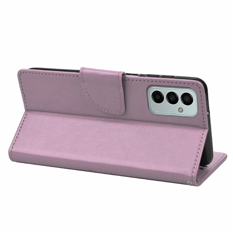 For Samsung Galaxy M23 5G/F23 5G PU Leather Butterfly Flower Imprinted Case Stand Wallet Design Protective Phone Cover - Light Purple