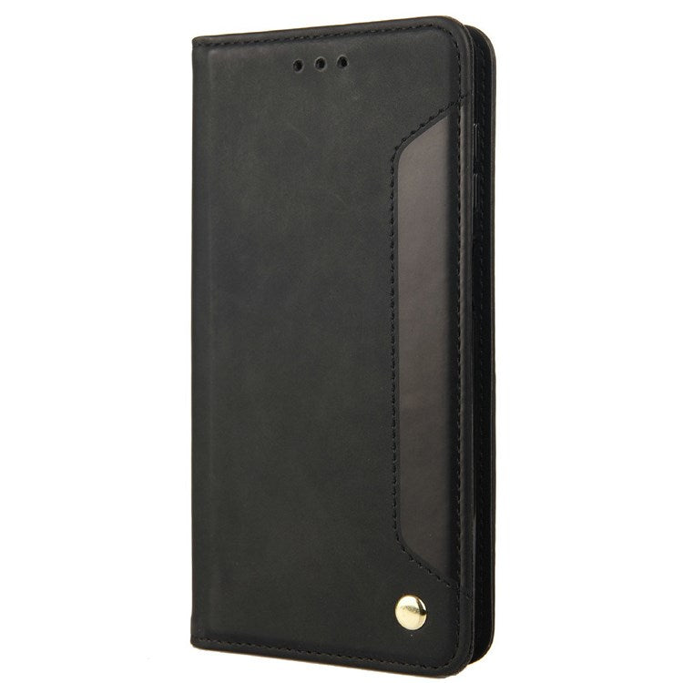 For Samsung Galaxy M23 5G/F23 5G Shockproof Phone Wallet Stand Cover Splicing Design PU Leather Anti-drop Case Shell - Black