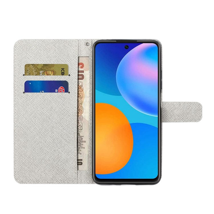 For Samsung Galaxy M23 5G/F23 5G Cross Texture Pattern Printing Stand Leather Phone Case Wallet Flip Cover with Strap - Dragonflies