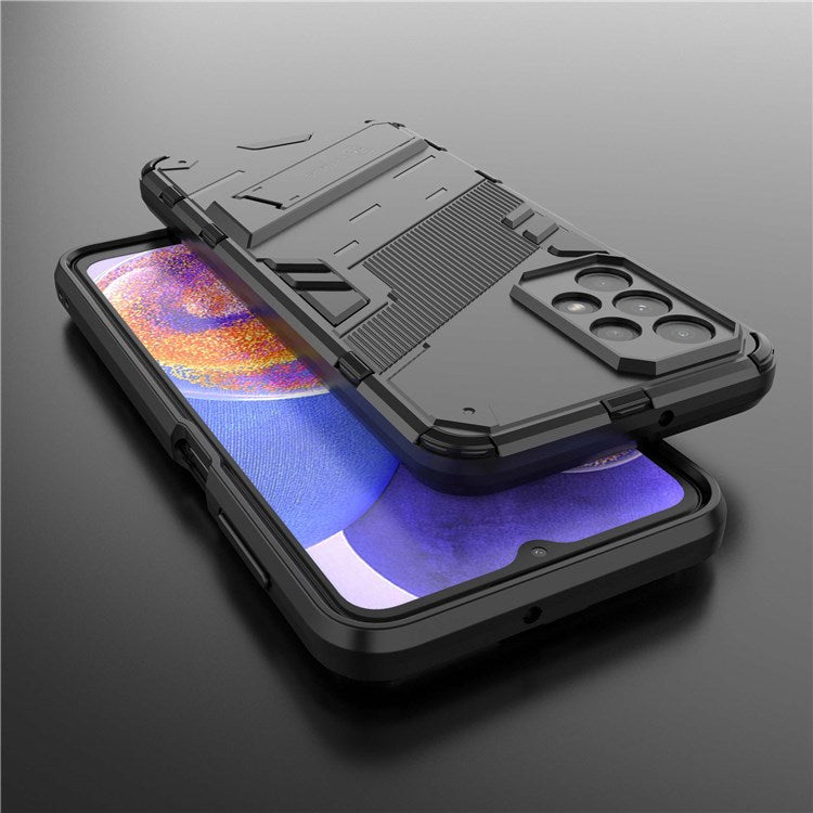 For Samsung Galaxy A23 5G (Global Version) / 4G Shockproof Armor Cover Hard PC Soft TPU Protective Phone Case with Kickstand - Black