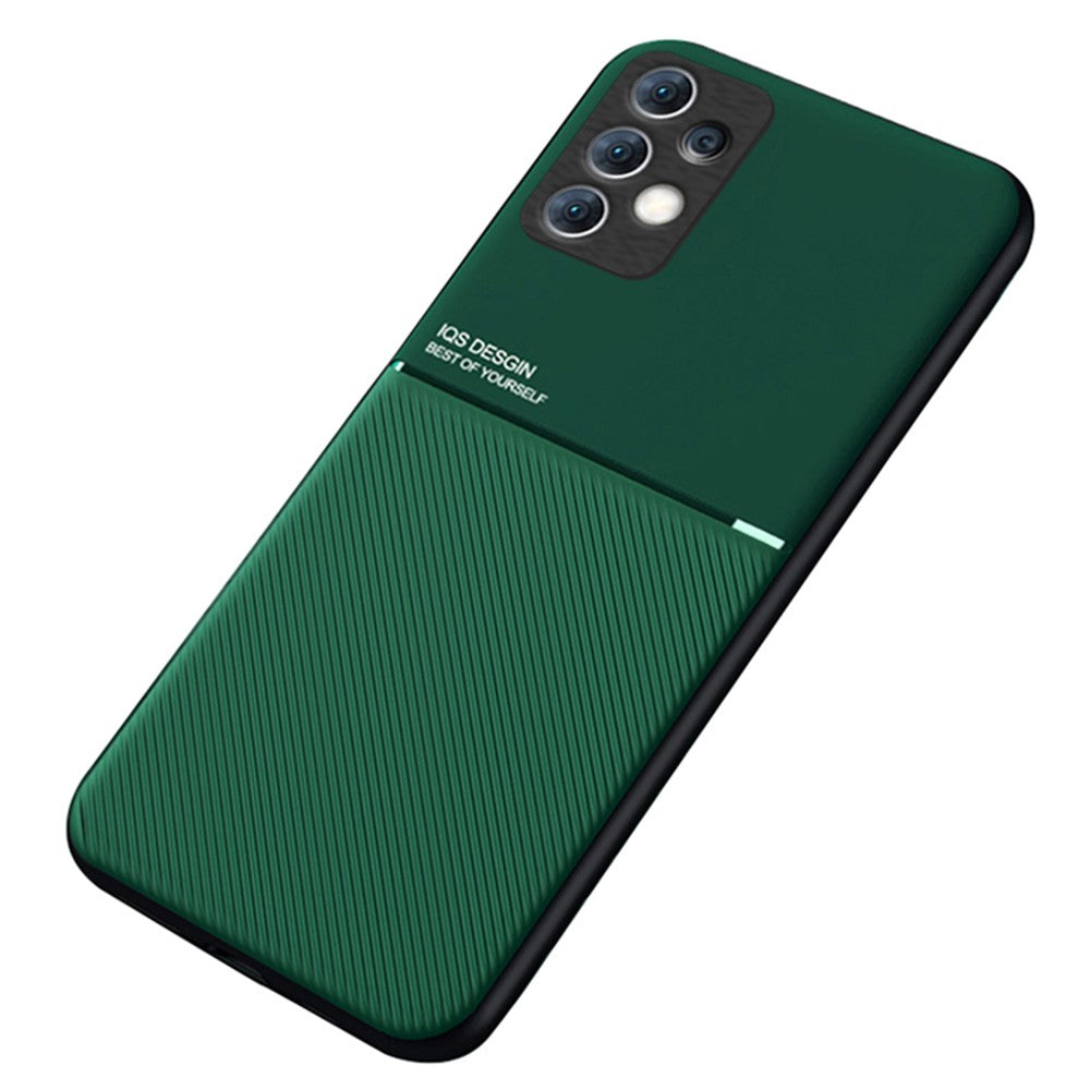 For Samsung Galaxy A33 5G Imprinted PU Leather + TPU Hybrid Case Inner Metal Sheet Phone Cover - Green