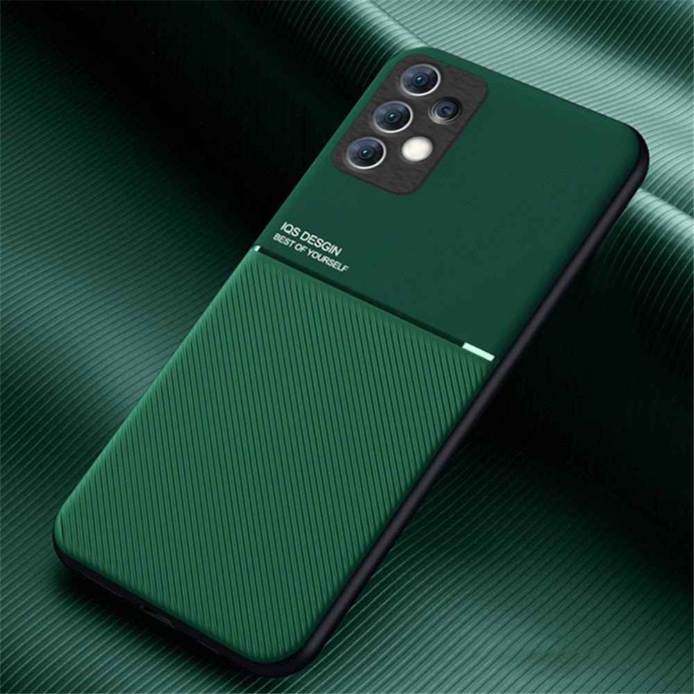 For Samsung Galaxy A33 5G Imprinted PU Leather + TPU Hybrid Case Inner Metal Sheet Phone Cover - Green