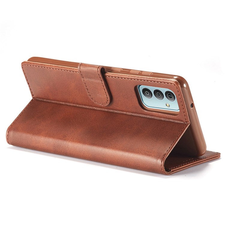 LC.IMEEKE For Samsung Galaxy M23 5G/F23 5G Textured PU Leather Magnetic Clasp Phone Case with Wallet Stand - Black