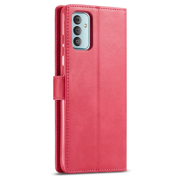 LC.IMEEKE For Samsung Galaxy M23 5G/F23 5G Textured PU Leather Magnetic Clasp Phone Case with Wallet Stand - Red