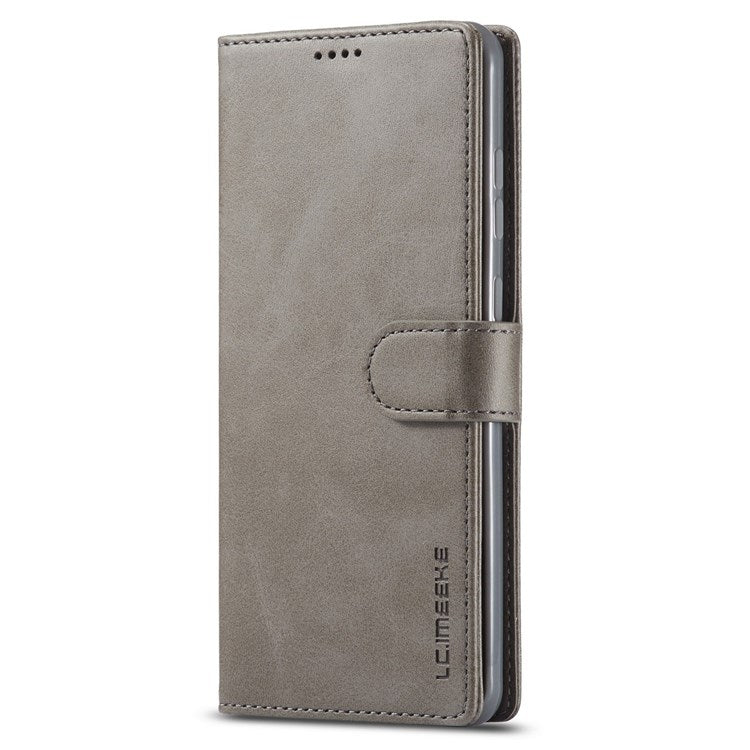 LC.IMEEKE For Samsung Galaxy M23 5G/F23 5G Textured PU Leather Magnetic Clasp Phone Case with Wallet Stand - Grey