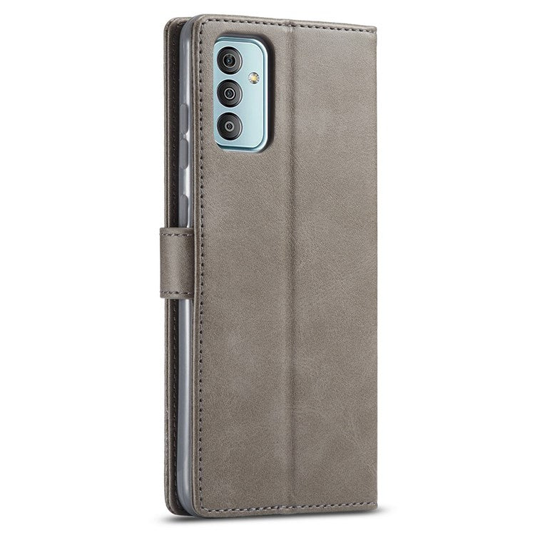 LC.IMEEKE For Samsung Galaxy M23 5G/F23 5G Textured PU Leather Magnetic Clasp Phone Case with Wallet Stand - Grey