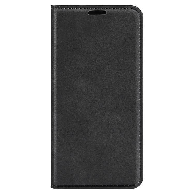 For Samsung Galaxy M33 5G (Global Version) Skin-touch Feeling PU Leather Auto Closure Magnetic Phone Case with Wallet Stand - Black