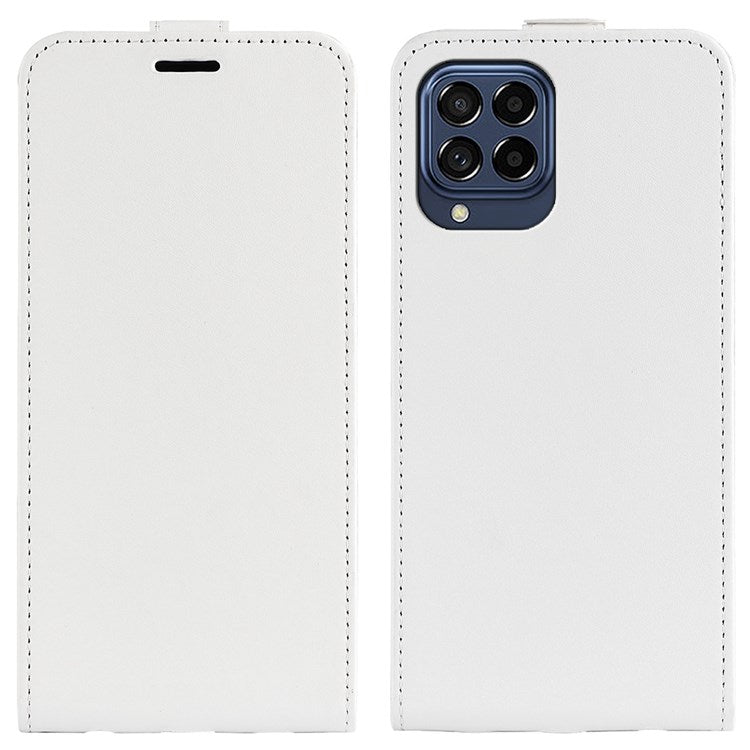 For Samsung Galaxy M33 5G (Global Version) Vertical Flip Crazy Horse Texture PU Leather Phone Case with Card Holder - White