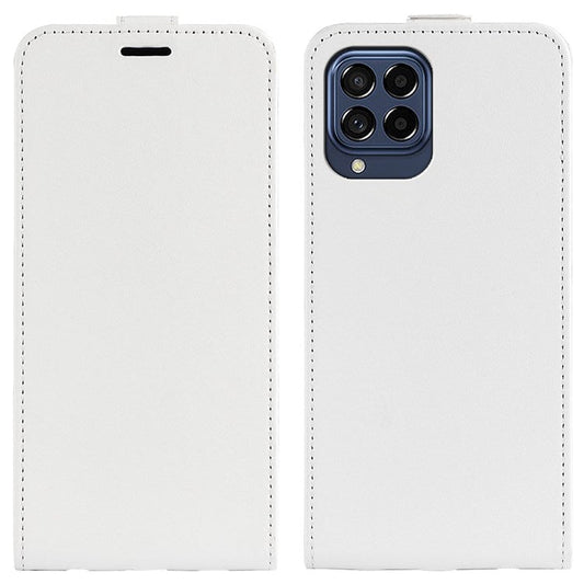 For Samsung Galaxy M33 5G (Global Version) Vertical Flip Crazy Horse Texture PU Leather Phone Case with Card Holder - White